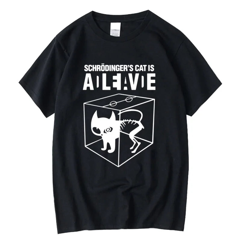 Men's T-shirt Top Quality Cotton Blend Schrodinger's Cat Print Short Sleeve Men T Shirt Casual The Big Bang Theory Mens Tshirt