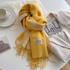 2023 Korean Style Cashmere Winter Scarf for Women – Knitted Double-Sided Solid Color Wrap | Soft Warm Fashion Neckerchief Shawl