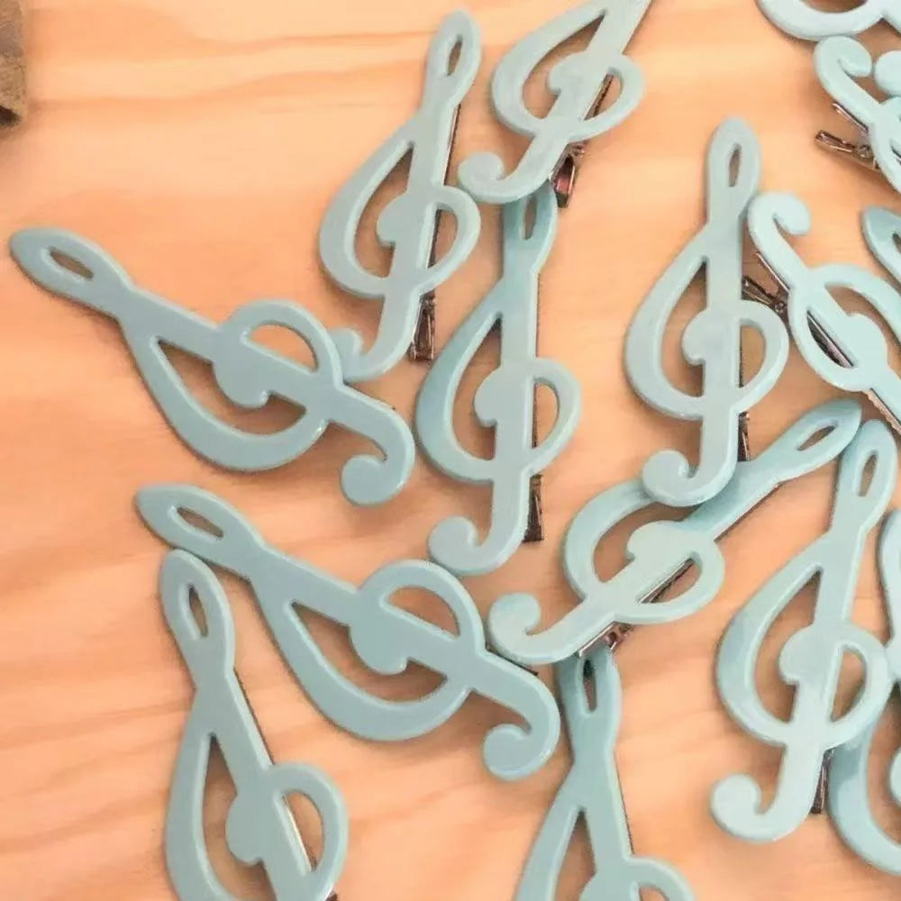 Y2k Style Music Symbol Hair Accessories Vintage Sweet Cute Hair Clip Cyan Fresh Hairpin New Sensea Of Niche Fashion And Art 2025