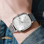Fashion Square Men Business Watches Analog Calendar Quartz Watch for Mens Clock Reloj Hombre（Without Box）