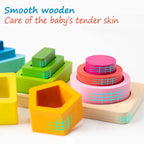 Montessori Wooden Shape Sorting and Stacking Educational Toy for Toddlers