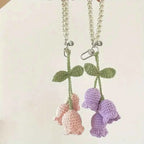 Elegant Floral Crochet Pearl Keychain Bluebell Bag Charm