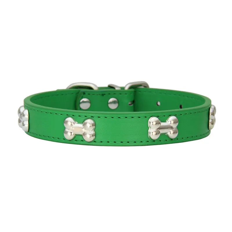 Bone Leather Durable Pet Dog Collars Puppy Pug Collars for Small Large Dog Chihuahua Cat Accessories Pet Collar for Small Dogs - WTN Essentials 