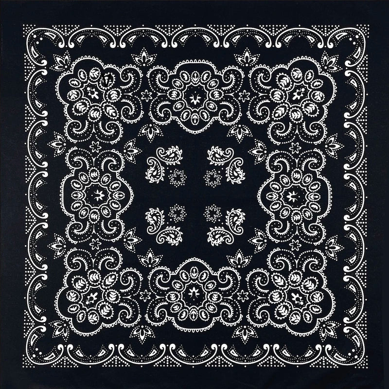 70CM Oversized Hip Hop Amoeba Cashew Cotton Square Bandana Scarf Headband Black Paisley Gifts For Men/Boys/Girls