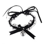 Lace Aesthetic Necklace Bow Knot Bell Choker Necklace Women's Cute Collar Gothic Simple Sexy Lovely Pendant Fashion Jewelry