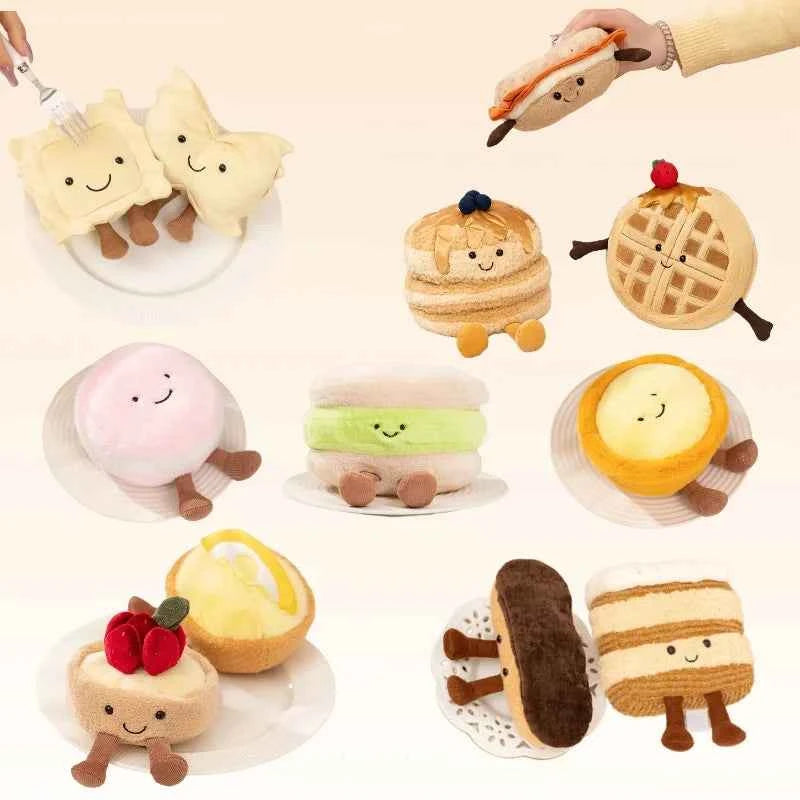 Cute Dessert Series Plush Toy Stuffed Food Cake,Egg Tart,Waffle,Pancake,Macaron,éclair Soft Doll Home Decor Gift for Children