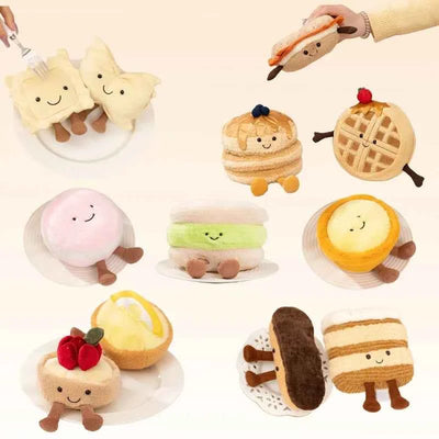 Cute Dessert Series Plush Toy Stuffed Food Cake,Egg Tart,Waffle,Pancake,Macaron,éclair Soft Doll Home Decor Gift for Children