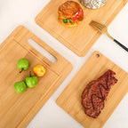 Double-Sided Bamboo Cutting Board - Natural Moso Bamboo Anti-Mold Kitchen Chopping Board with Vertical Stand