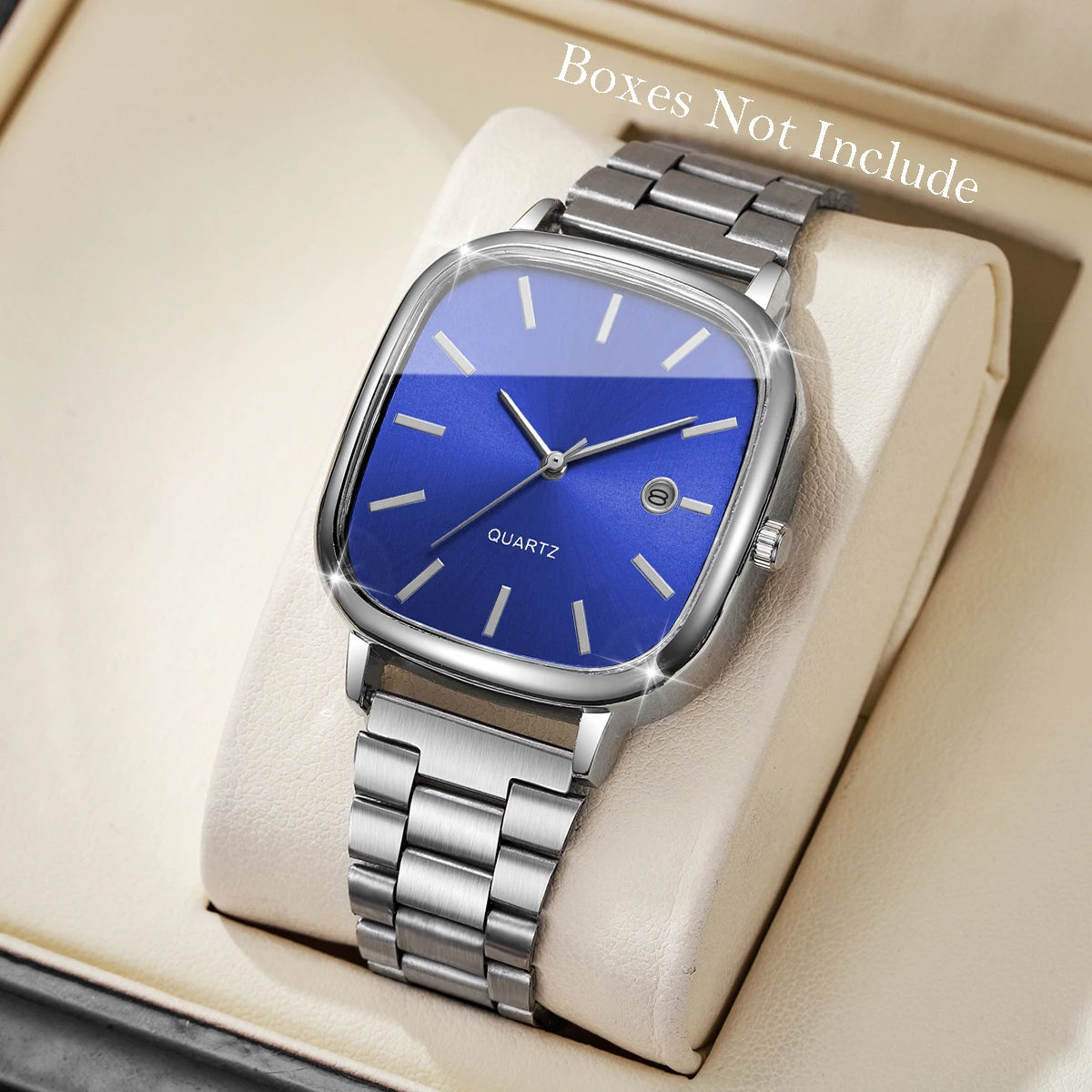 Fashion Square Men Business Watches Analog Calendar Quartz Watch for Mens Clock Reloj Hombre（Without Box）
