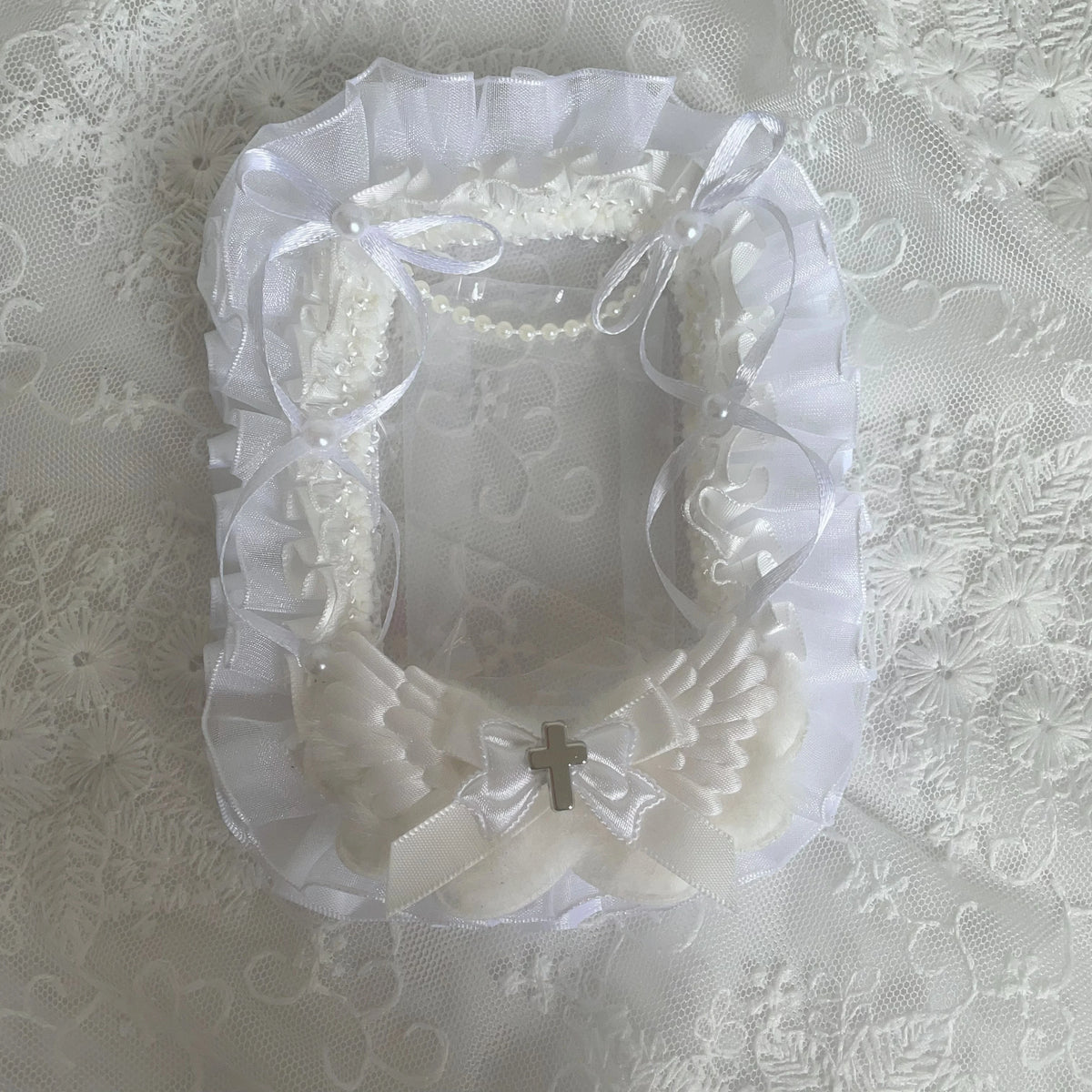 Lace bar ji matt decorative card cover bow ribbon pearl photo small card storage display handmade DIY handmade decorative auxili