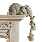 3pcs/set Cute Elephant Figurines Elephant Holding Baby Elephant Hanging Off The Edge of A Shelf or Table Resin Crafts