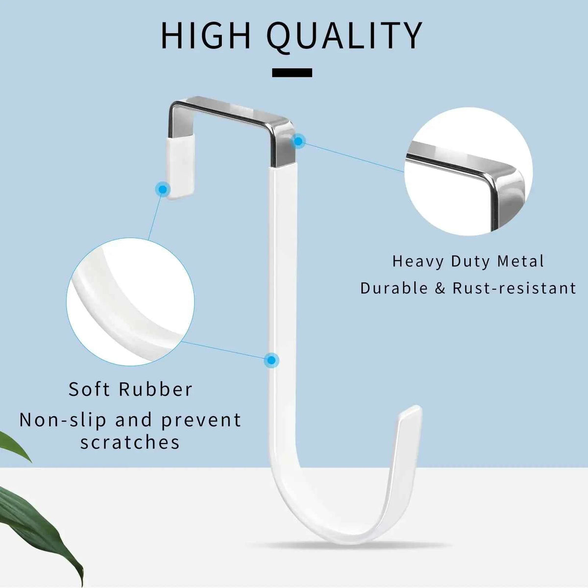 Door Hangers Hooks with Rubber Organizer Hooks for Living Room, Bathroom, Bedroom, Kitchen Hanging Clothes, Towels, Hats, Coats