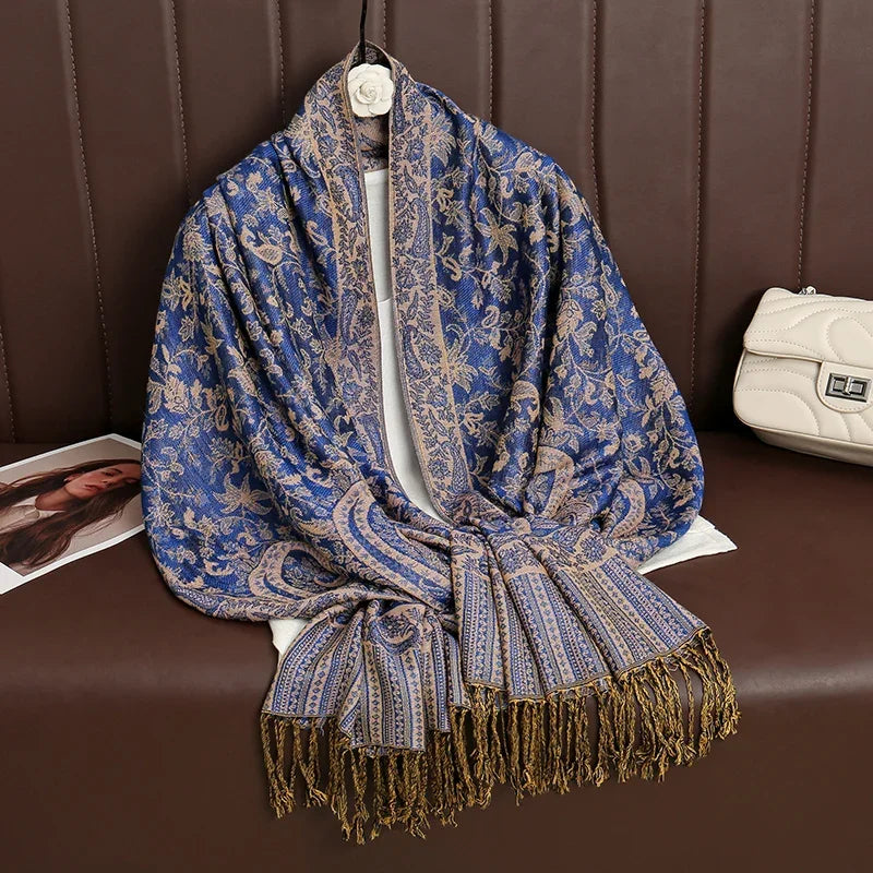 2025 new ethnic style retro shawl cashew flower geometric scarf cloak tassel scarf multi-color variety options available