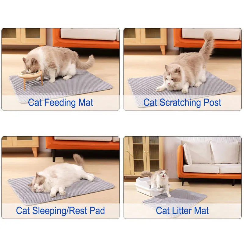 Pet Cat Litter Mat Waterproof Double Layer Cat Litter Trapping Pet Litter Box Mat Clean Pad Products For Cats Accessories - WTN Essentials 