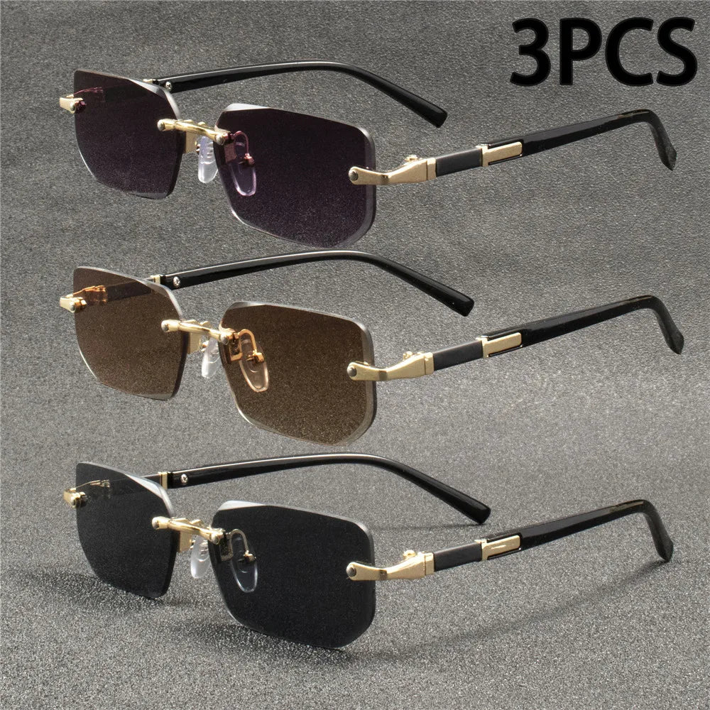 Rimless Rectangle UV400 Fashion Sunglasses for Women & Men