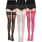 Sexy Lace Stockings for Women Thigh High Sheer Breathable Summer Socks JK Style Fashion Versatile Lingerie Black White Red
