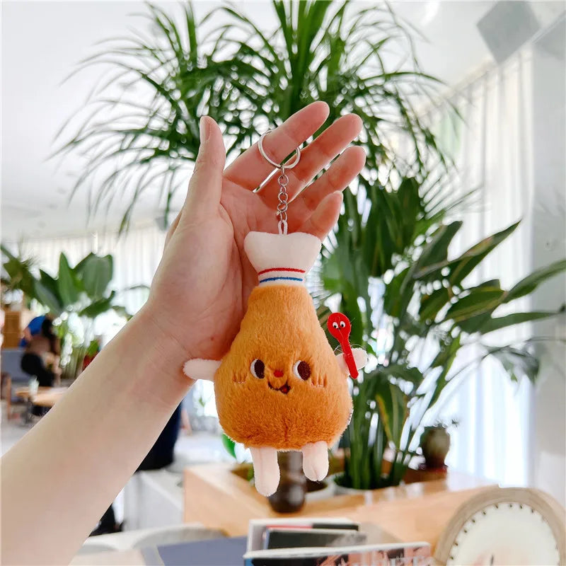 Burger & Fries Plush Keychain Set Cute Bag Charm Collection