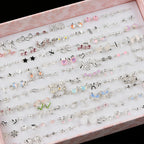 7/14/21/28Pairs/Lot Fashion Elegant Charm Exquisite Geometry Multicolor Rhinestone Earrings For Women Jewelry Accessories Gifts