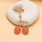 Fashion Delicious Red Cherry Keychain Summer Fruits Cherries Pendant Keyring For Women Men Jewelry Bag Accessories Gift