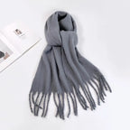 Winter Scarf for Women Cashmere Warm Solid Pink Pashmina Blanket Wraps Female Thick Soft Bufanda Big Tassel Shawl Long Echarpe