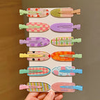 12 Pieces of Multi-Color Colorful Hair Clips with Side Bangs, Duckbill Clips for Flyaway Hair, Sweet Girl's Simple Hair Clips