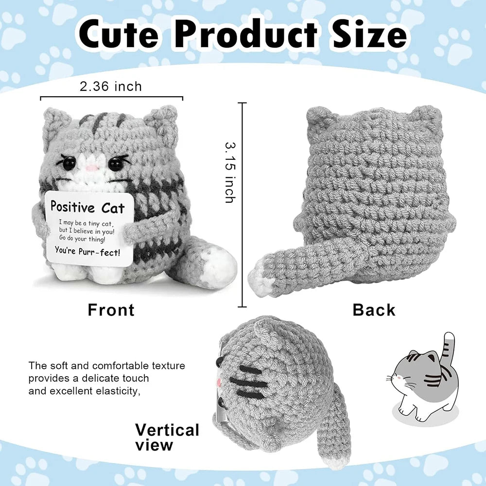 Positive Energy Duck Doll Hug Pocket Mini Handmade Plush Wool Knitting Dolls Funny Emotional Support Crochet Gift for Birthday
