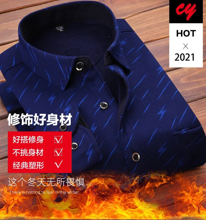 2025 Men's Autumn Winter Casual Long Sleeve Plaid Shirt Thick Warm Men's Casual High Quality Soft Large Size Warm Shirt Tops 4XL