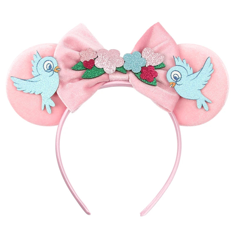 Cinderella Cartoon Mouse Ear Headband Sequin Bows Girl Adult Kid Halloween DIY Party Cosplay Hair Accessories Princess Hairband