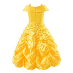Yellow Princess Dress Halloween Cosplay Costumes Beauty and The Beast Kid Dress For 2-10Y Girls Birthday Party Children Clothing