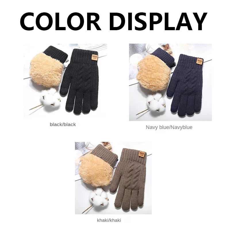 Fashion Black Woven Velvet Touch Screen Gloves Warm Winter Typing Gloves Sensitive Touch for Men Women Daily Outdoor Use