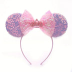 1pc Disney Cute Cartoon Minnie Headband Sequins Ears Bow Hair Hoops Purple Pink Women's Headband for Holiday Party Perfect Gifts