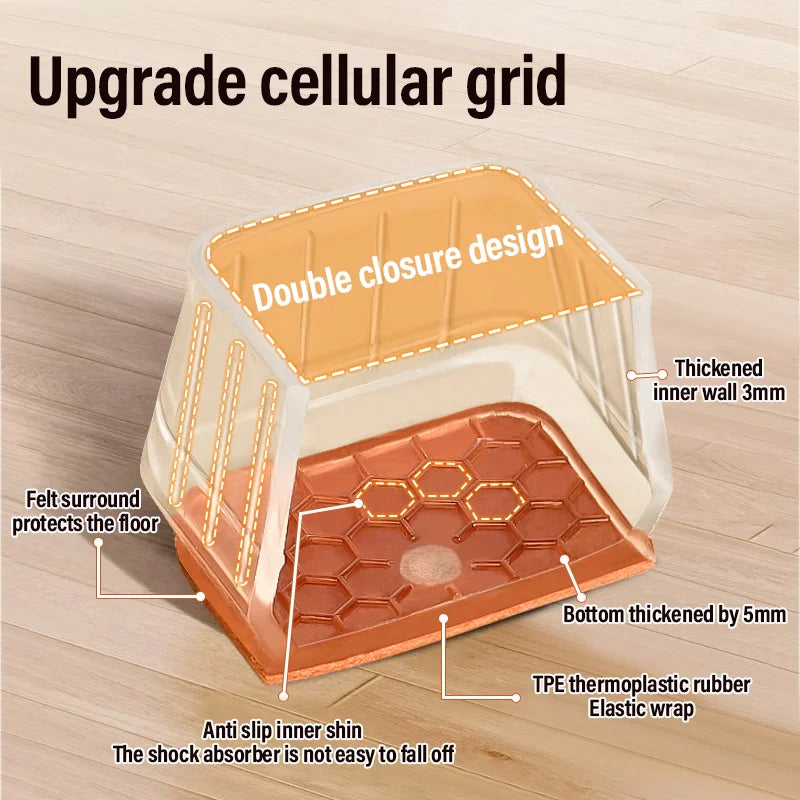 Thicked Chair Leg Floor Protector Silicone Anti-Slip Furniture Pads Wear-resistant Table Leg Cover Scratch-proof Floor Protector