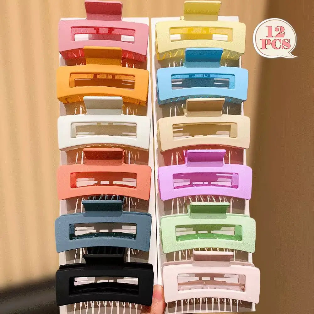 12/6-Pack Solid Color Square Hair Grips Fashionable Everyday Hair Accessories Styling Hairdo Enhancer for Casual Dates Home Use