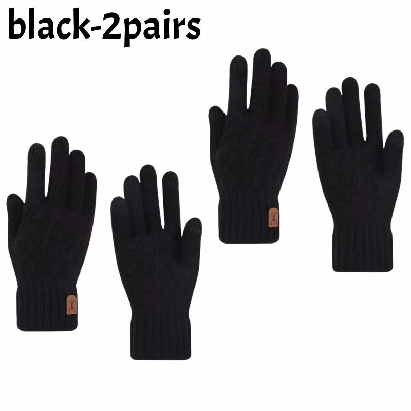  4colors Winter Warm Gloves Touchscreen Unisex Knit Finger Gloves Machine Washable Ideal for Travel Cycling Sports