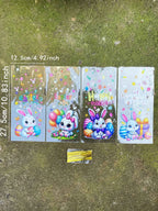 50pcs Cute Little Rabbit Easter Egg Pattern Gift Flat Bags With Golden Tie, Colorful Balloon Happy Easter Printed Gift Decor Bag