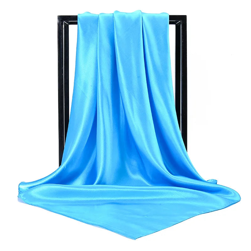 Luxury Brand Silk Scarf Women Satin Solid color Hijab Scarves Muslim Pareo Bandana Female Shawl Wrap Headband Foulard 90*90cm