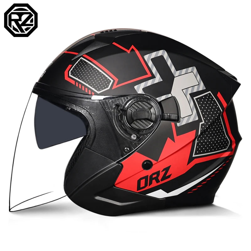 2025 Latest High Quality Motorcycle Helmet Half Covering Dual Lens Cascos para Motos Male Female Couple Capacetes de Moto