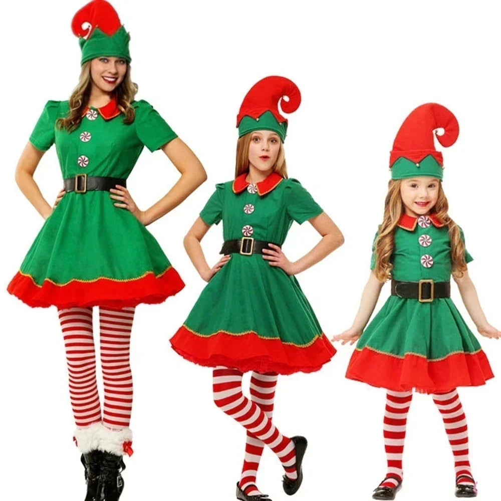 Kids Christmas Elf Costume Set – Santa Claus Festive Outfit