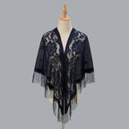 Tassel Patchwork V-Neck Cardigans Women Wedding Accessories Shawl Hollow Multicolored Evening Prom Cape Tulle Shawl Party