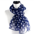 Polka Dot Scarf Ladies Women's Scarf Chiffon Scarf Soft Head Wraps Women's Lady Summer Sunscreen Air Conditioner Shawl