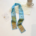 Cashew flower silk scarf double-sided printed for Women, Lightweight Versatile Bandana Style, Daily Office Party Vacation Boho