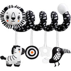 Newborns Spiral Hanging Activity Stroller Toy Baby Carseat Toy Black & White Lion Koala Rattle  for Crib Mobile Sensory Toy Gift