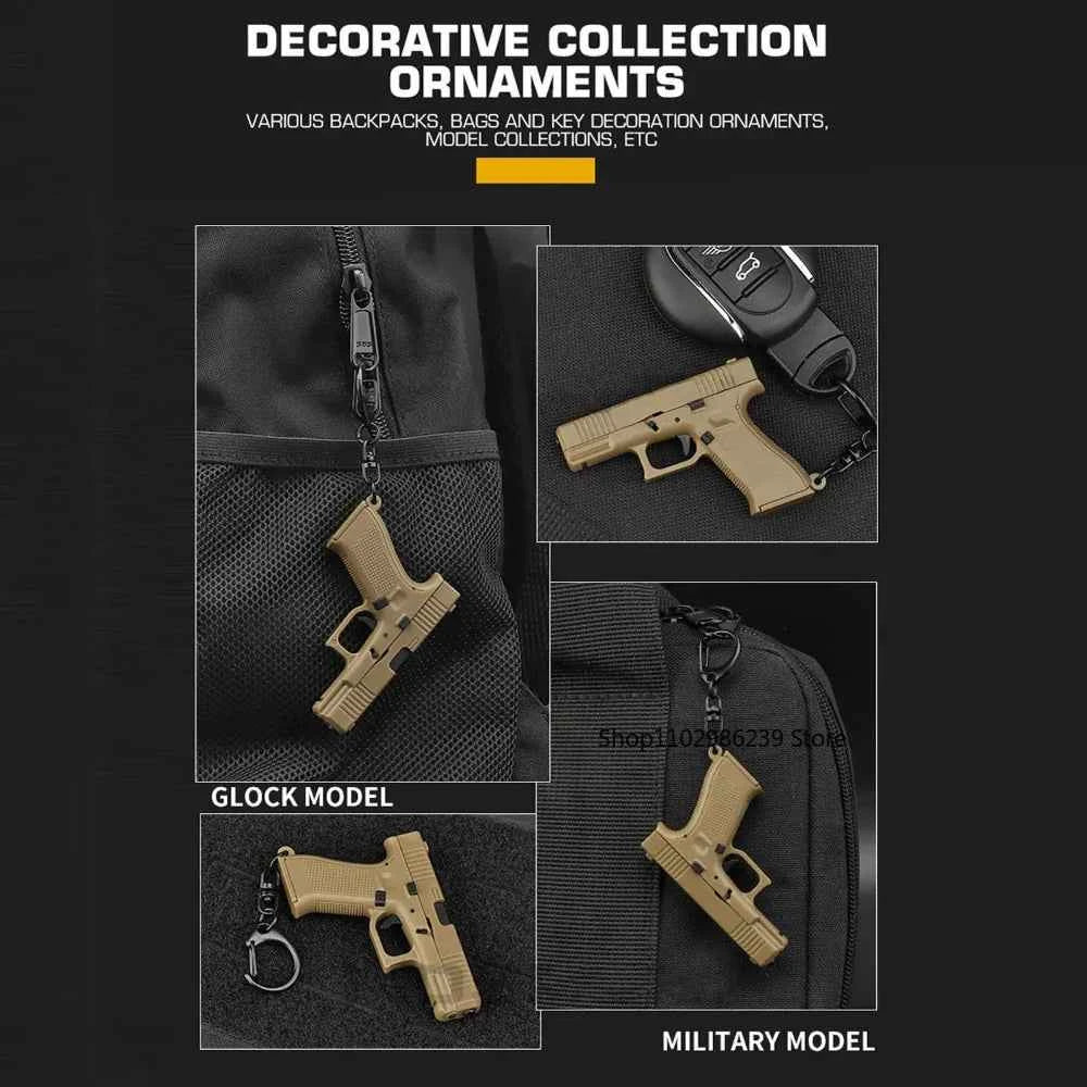 Tactical Pistol Shape Keychain Detachable Car Keyring Accessory