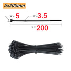 100 PCS Self-locking plastic nylon tie 100 PCS black cable tie fastening ring cable tie zip wraps strap nylon cable tie set