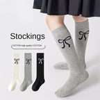 3Pairs Teenage Girls Mid-calf School Socks Bow Korean Style Spring Children Knee High Slouch Socks Fashion Kids Stackable Tights