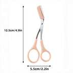 Pink Eyebrow Trimming Scissors – Built-In Comb Grooming Tool