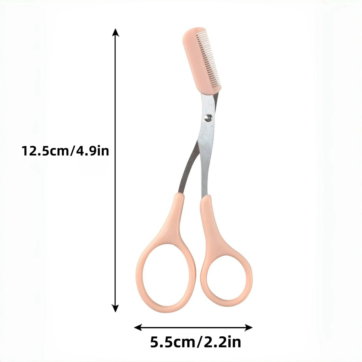 Pink Eyebrow Trimming Scissors – Built-In Comb Grooming Tool