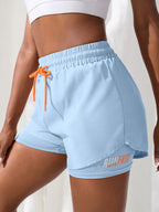 Women's High Rise Yoga Shorts With Elastic Proximity Control Running Shorts, Fake Two Pieces Pants