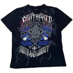 Southpole Y2K Vintage Cotton Graphic Tee Distressed Oversized Unisex T-Shirt with Gothic Print Streetwear Retro Soft Shirt Man