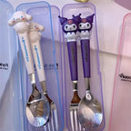 New Kuromi Hello Kitty Cinnamoroll Spoon Fork 2 Pcs Set Stainless Steel Cartoon Cute Kid Tableware Kitchen Supplies Gift